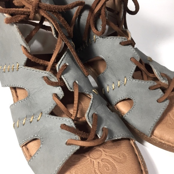Born sandals bluish gray leather lace up 8 - Picture 4 of 9